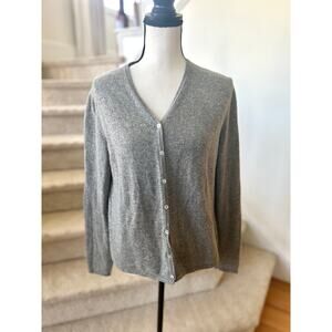 Hayley Matthews Grey Cashmere Button Front Long Sleeve Cardigan